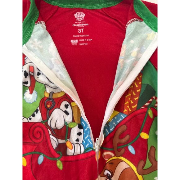 Nickelodeon Paw Patrol Holiday-Themed‎ Toddler 3T Footed Pajamas Zipper Closure - Picture 3 of 5